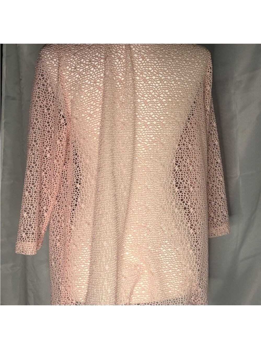 Chico’s Easywear Pink Open Knit Cardigan Wrap - Size 2 (Large)